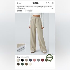 NWT HALARA Tan Corduroy Wide-Leg Pants